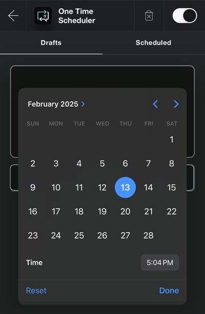 One Time Scheduler Time